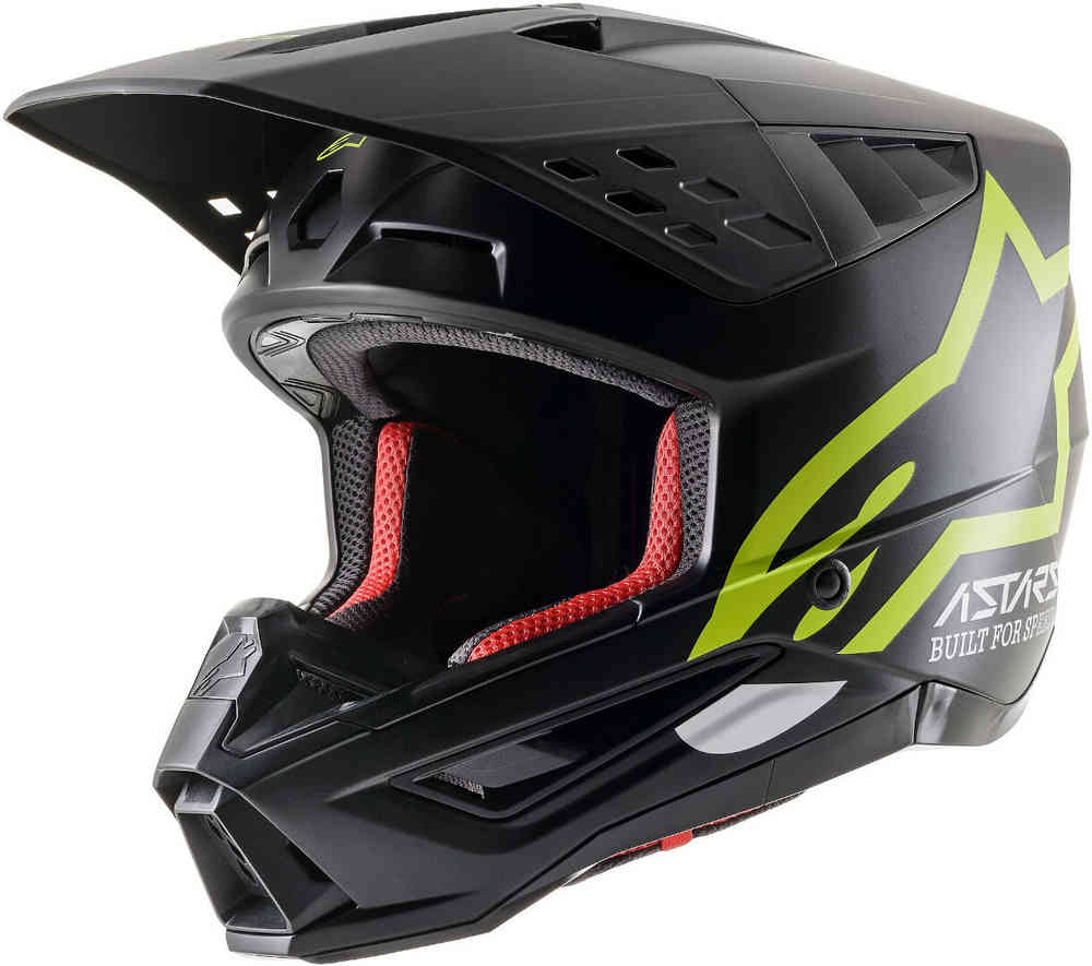 خوذة موتوكروس S-M5 Compass Alpinestars، باللون الأسود غير اللامع/الأصفر