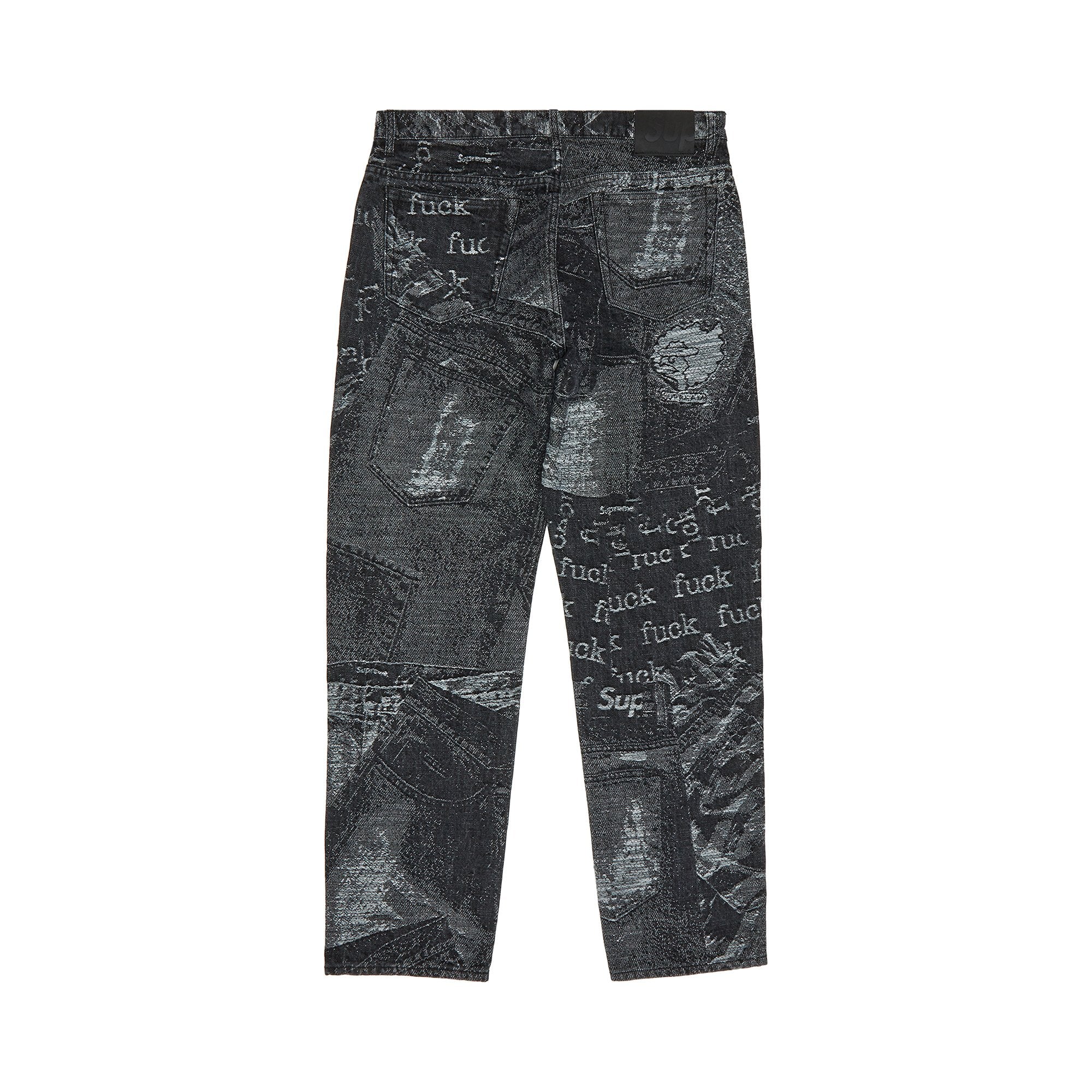 Supreme Archive Denim Jacquard Regular Size Black Jeans