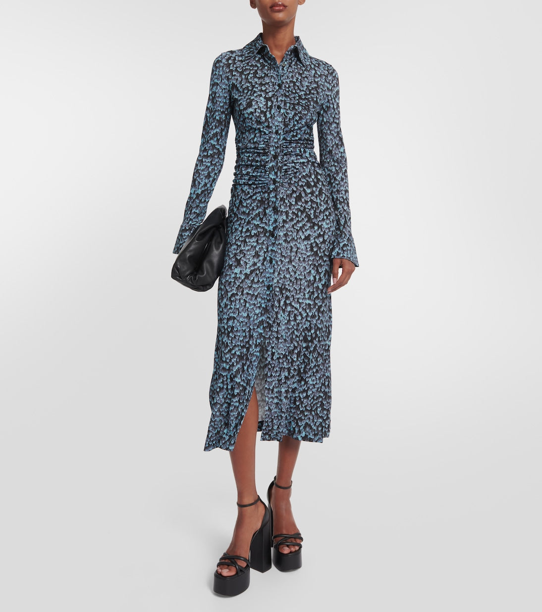 Claudia shirt dress with Altuzarra print, blue