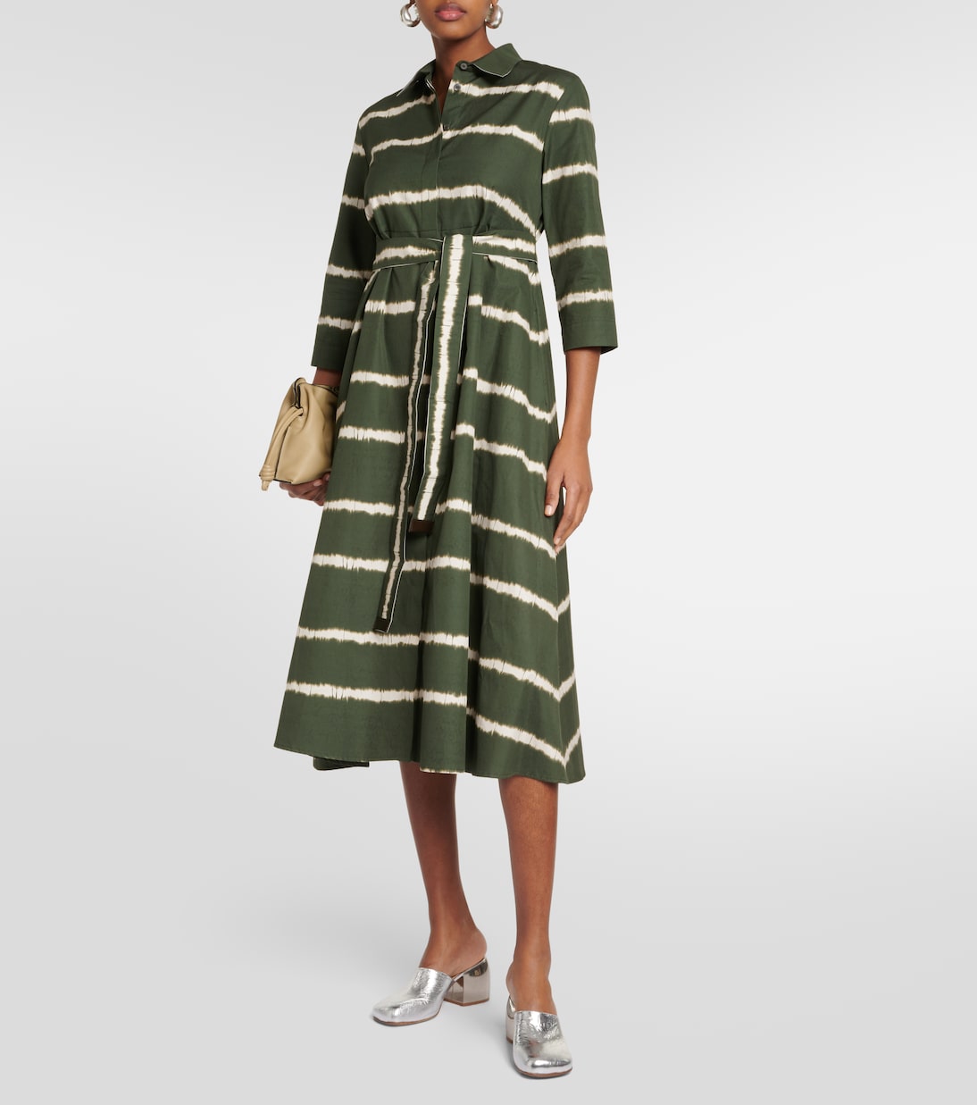 Olanda Cotton Striped Midi Dress 'S Max Mara, Green