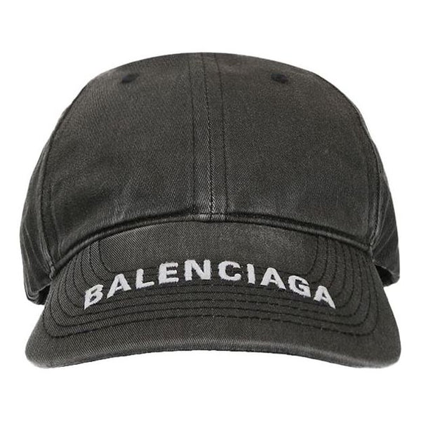 قبعة بيسبول من Balenciaga بشعار جينز مغسول "أسود/أبيض"، أسود