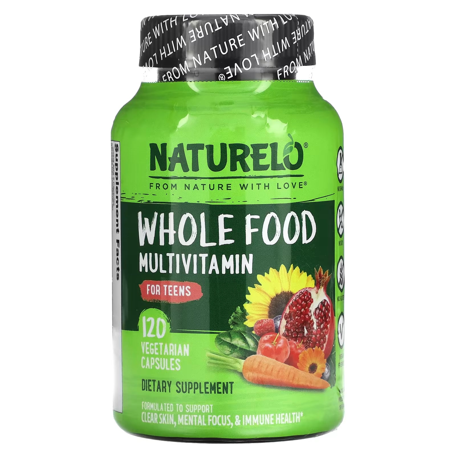 Naturelo Whole Foods Multivitamin for Teens, 120 Capsules