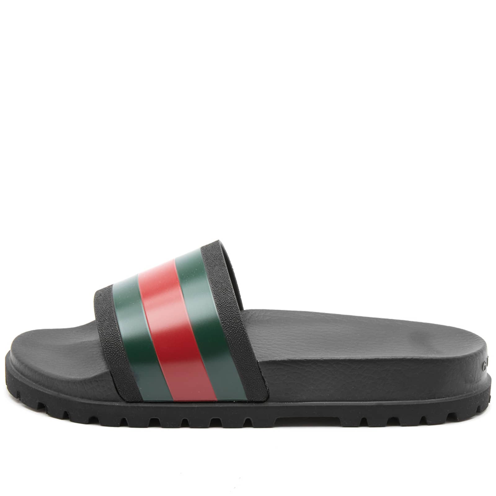 صندل Gucci Pursuit Trek Web Rubber Slide، أسود