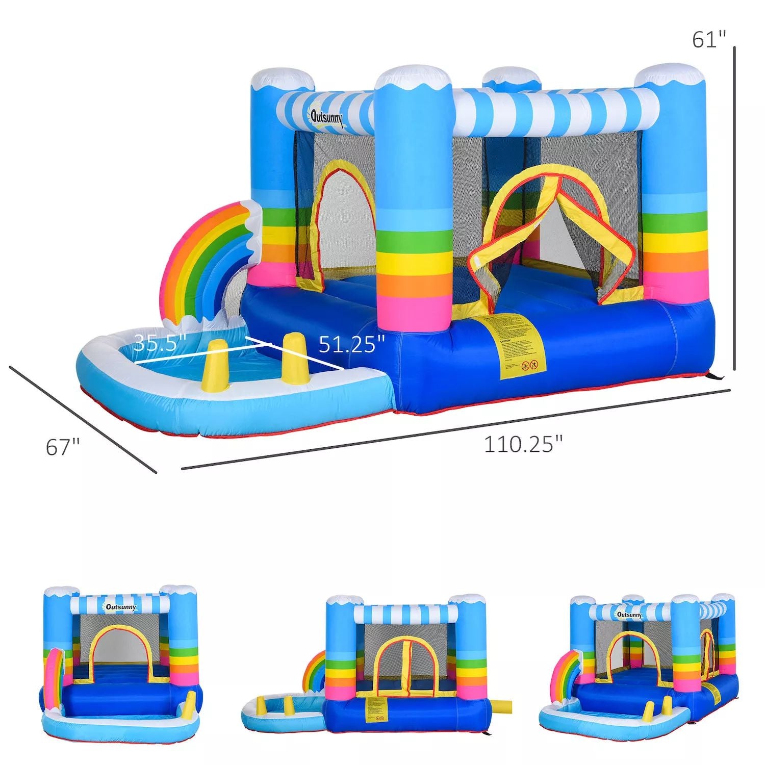 Children's inflatable jumping house Outsunny 2 in 1 jumping castle with trampoline and pool Includes carrying bag and Outsunny inflatable pump