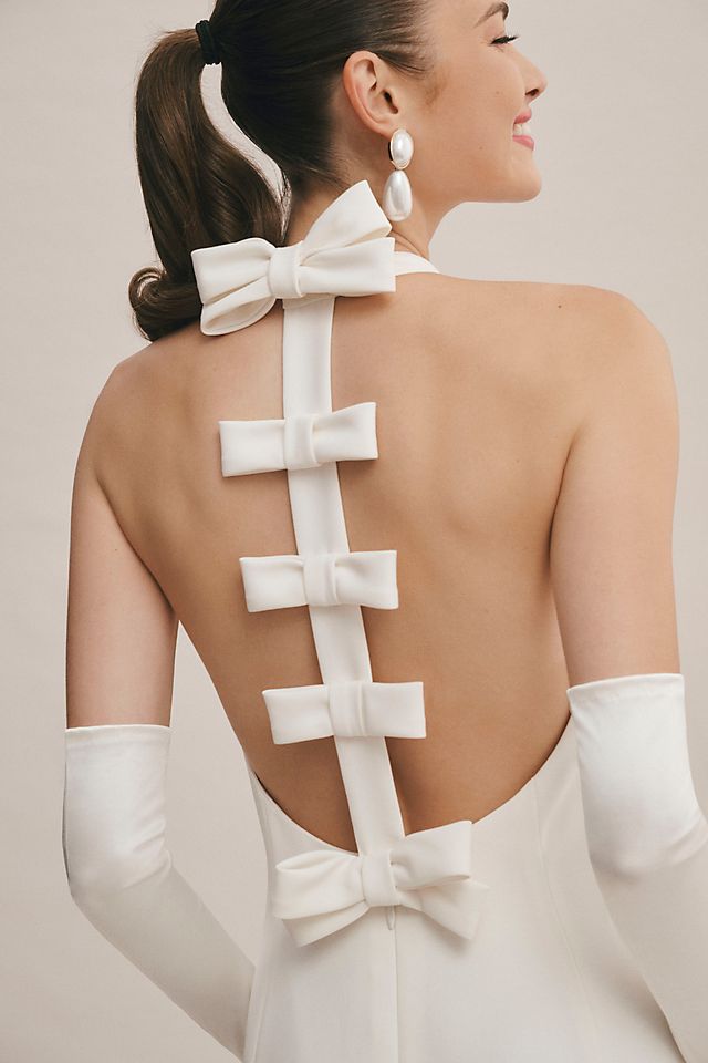 Viktor & Rolf for BHLDN Maisie wedding dress with high collar and bow on the back, ivory