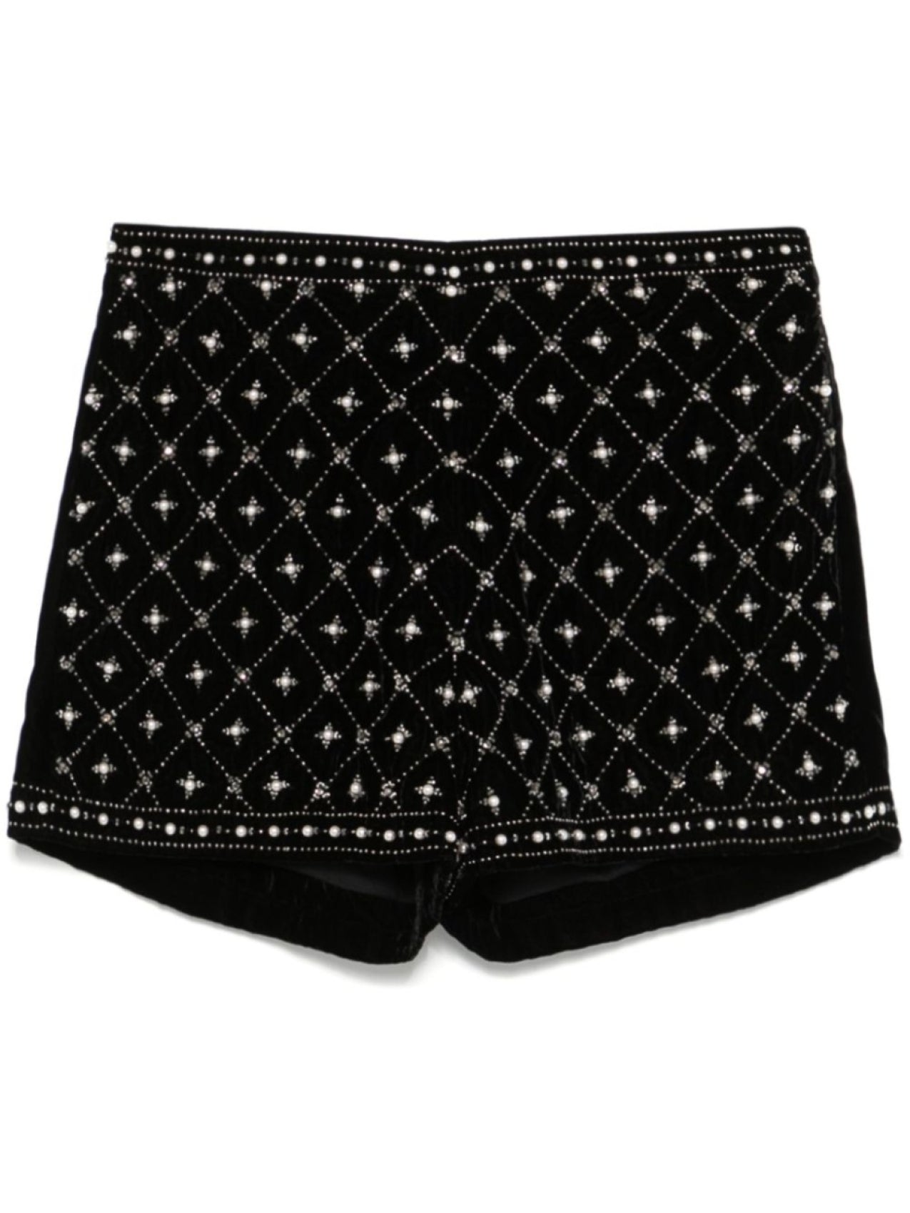 TWINSET embellished velvet shorts, black