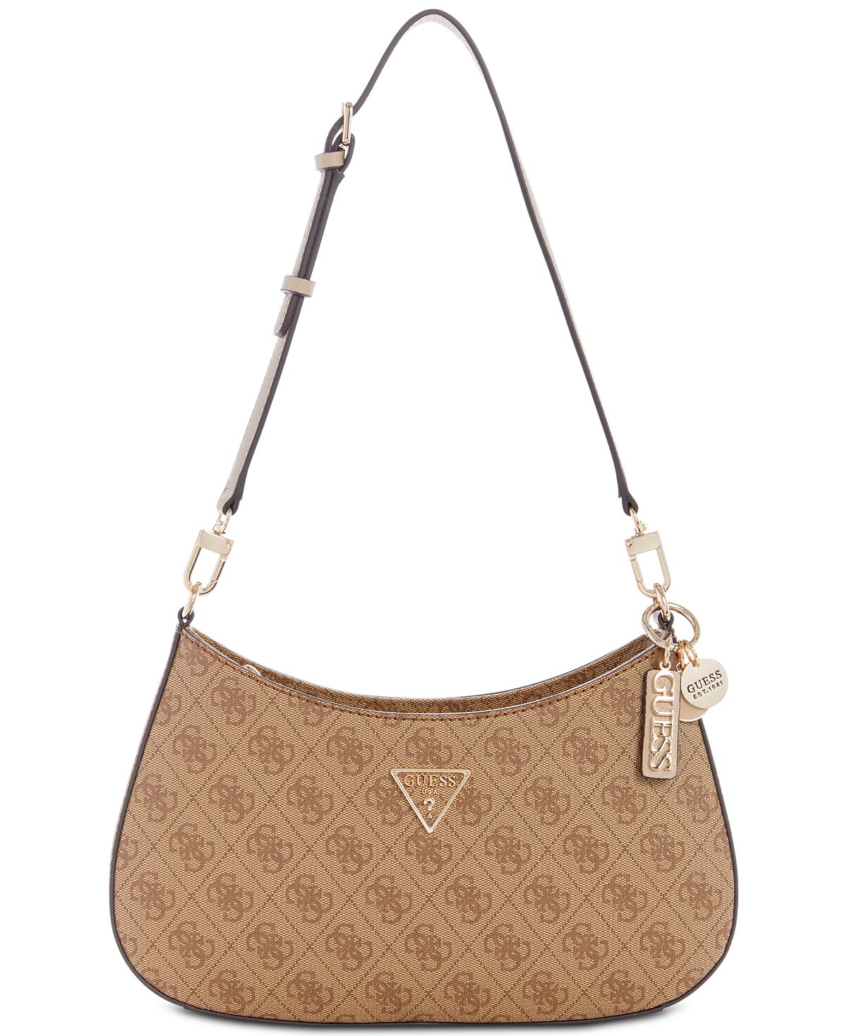 Small Noelle Shoulder Bag with Top Zip and 4G Logo with GUESS Monogram