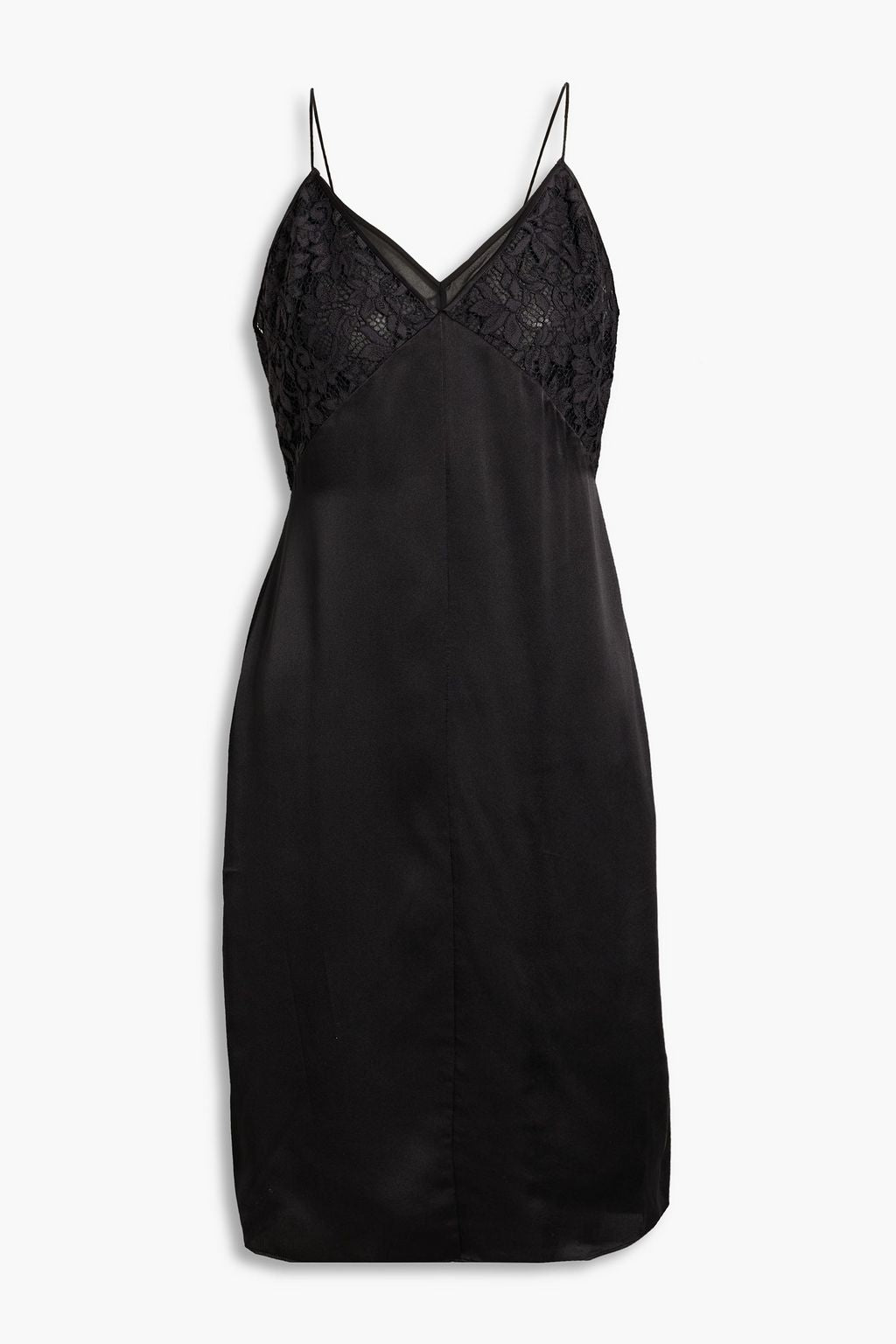 Silk satin dress with lace inserts RAG & BONE, black