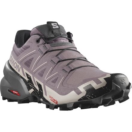 Salomon Women's Speedcross 6 Wide Trail Running Shoe, Moonscape/Black/Ashes of Roses