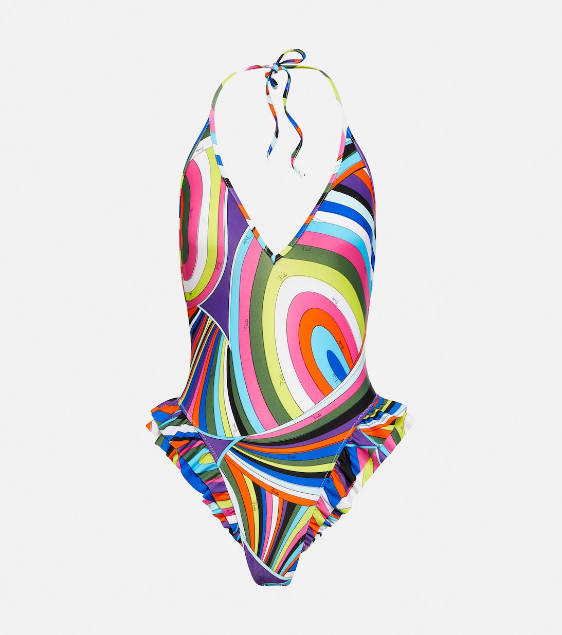 Halter-neck swimsuit with PUCCI print, multicolor