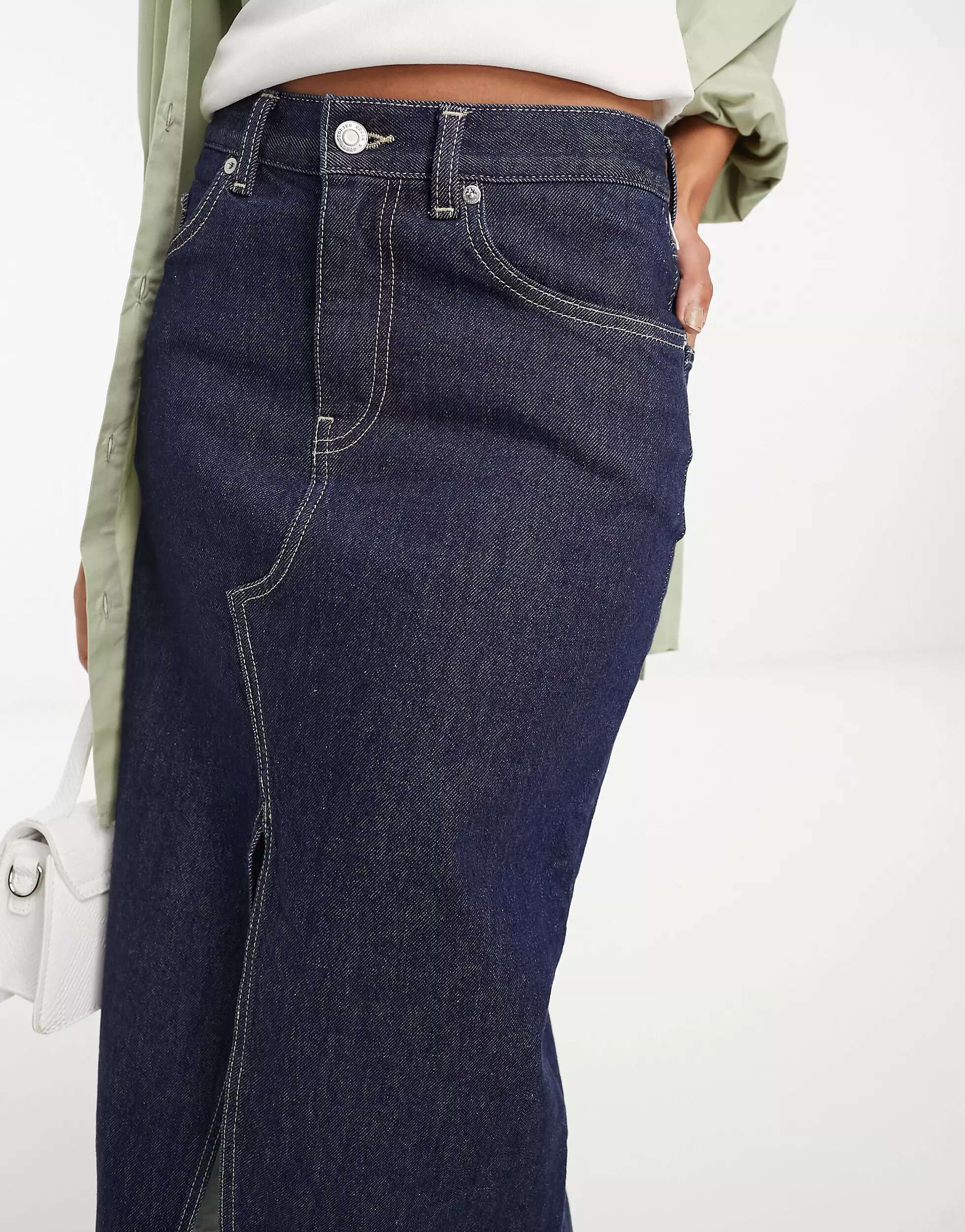 & Other Stories blue split denim maxi skirt