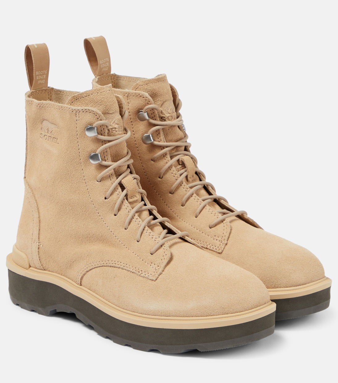 Sorel high suede lace-up boots, beige