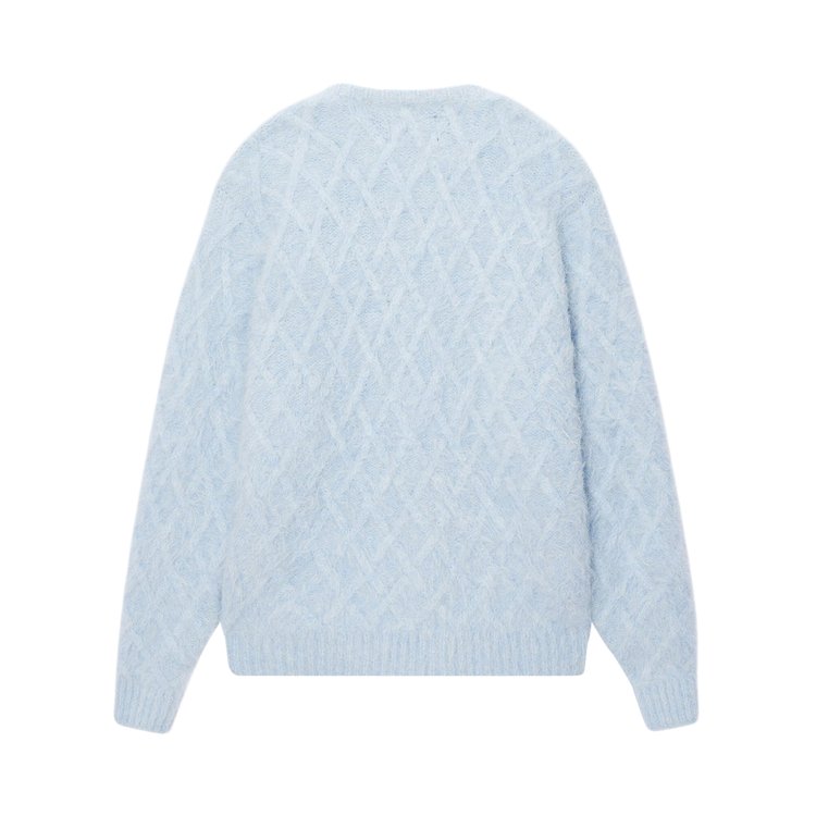 Stussy Fuzzy Lattice Crew 'Ice' Sweater, blue