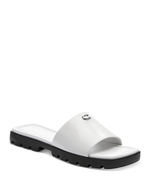 COACH Women's Florence Square Toe Slides, White