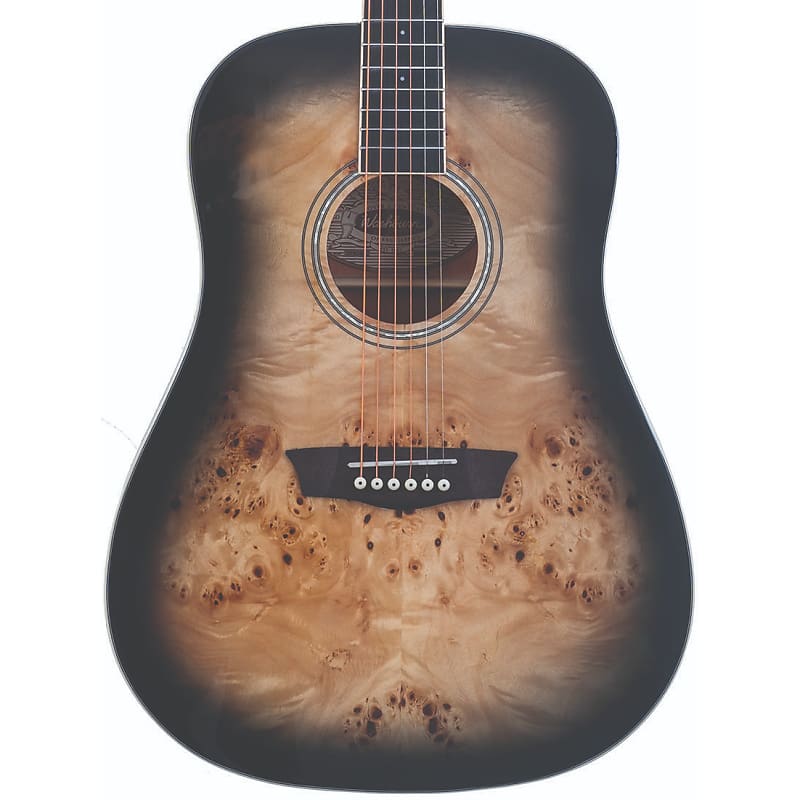 Acoustic guitar Washburn DFBDB Deep Forest Burl Dreadnought Acoustic Guitar, Black Fade