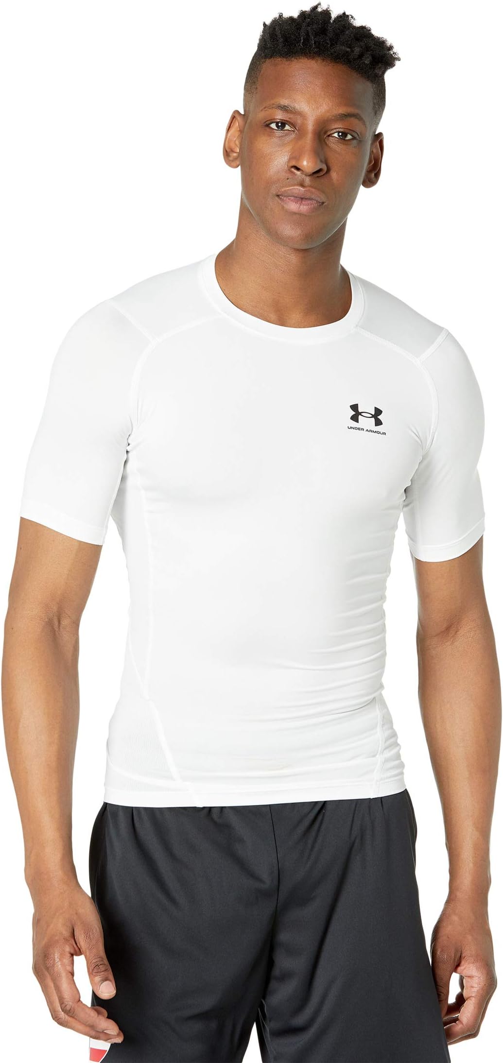 Under Armor Heatgear Armor Short Sleeve Compression Sleeve in White/Black