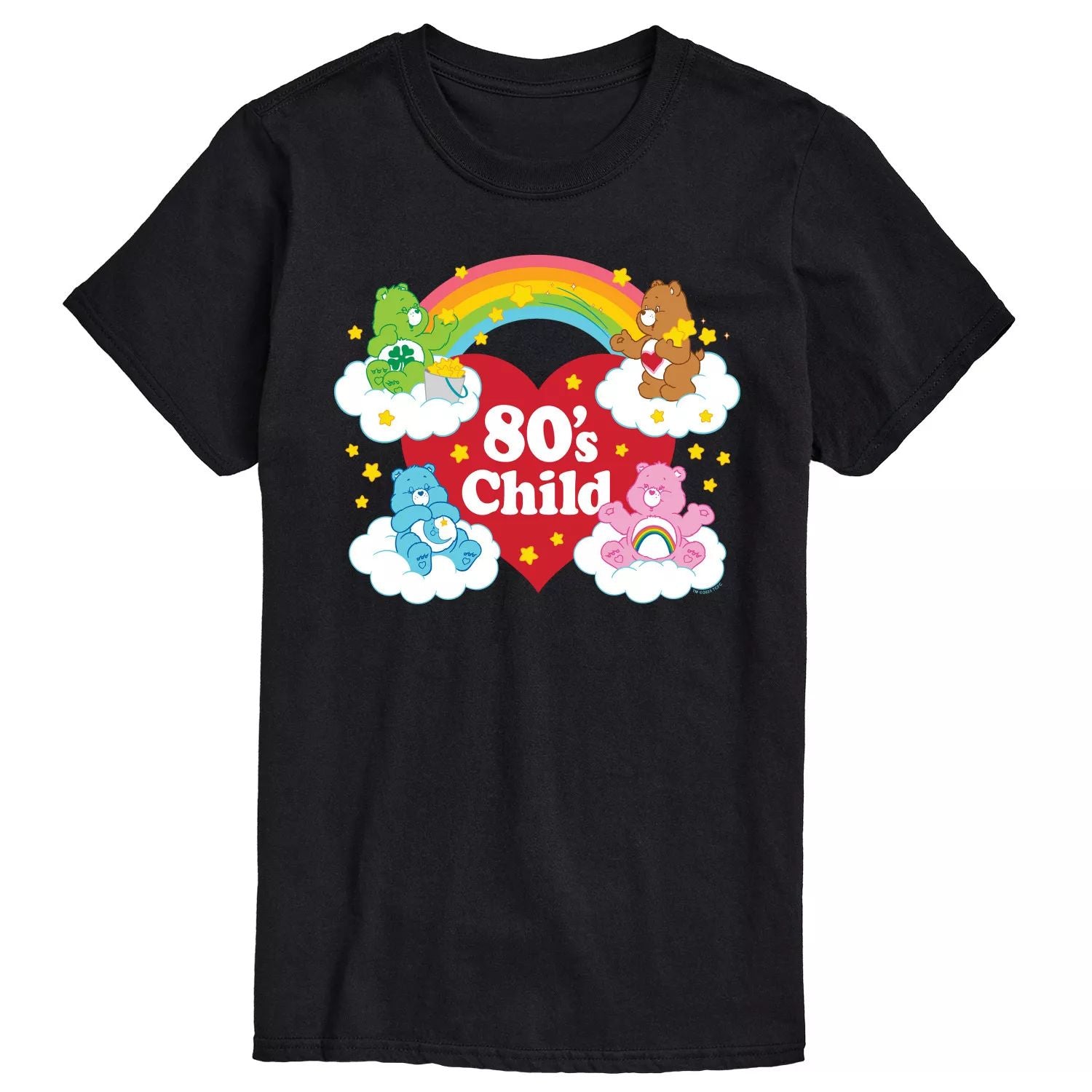 Children's Big & Tall Care Bears 80's Licensed Character T-Shirt, Black