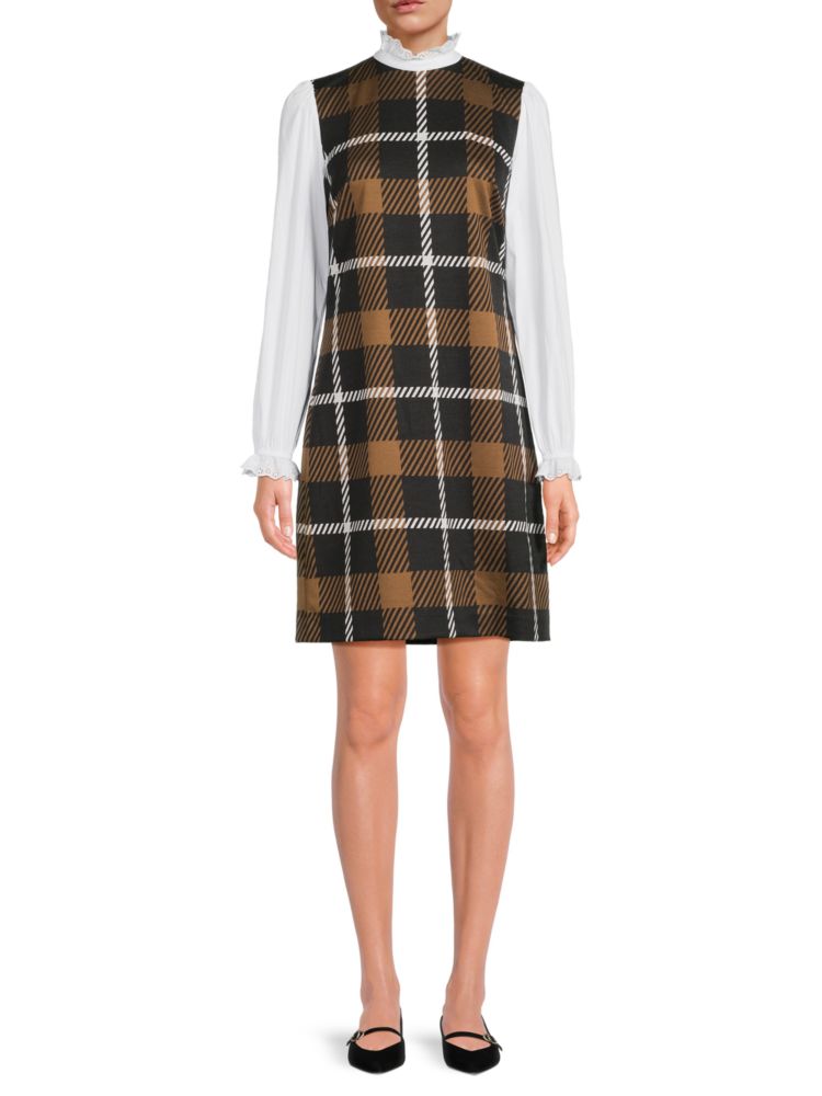 Tommy Hilfiger Plaid Two Piece Dress in Black Multi