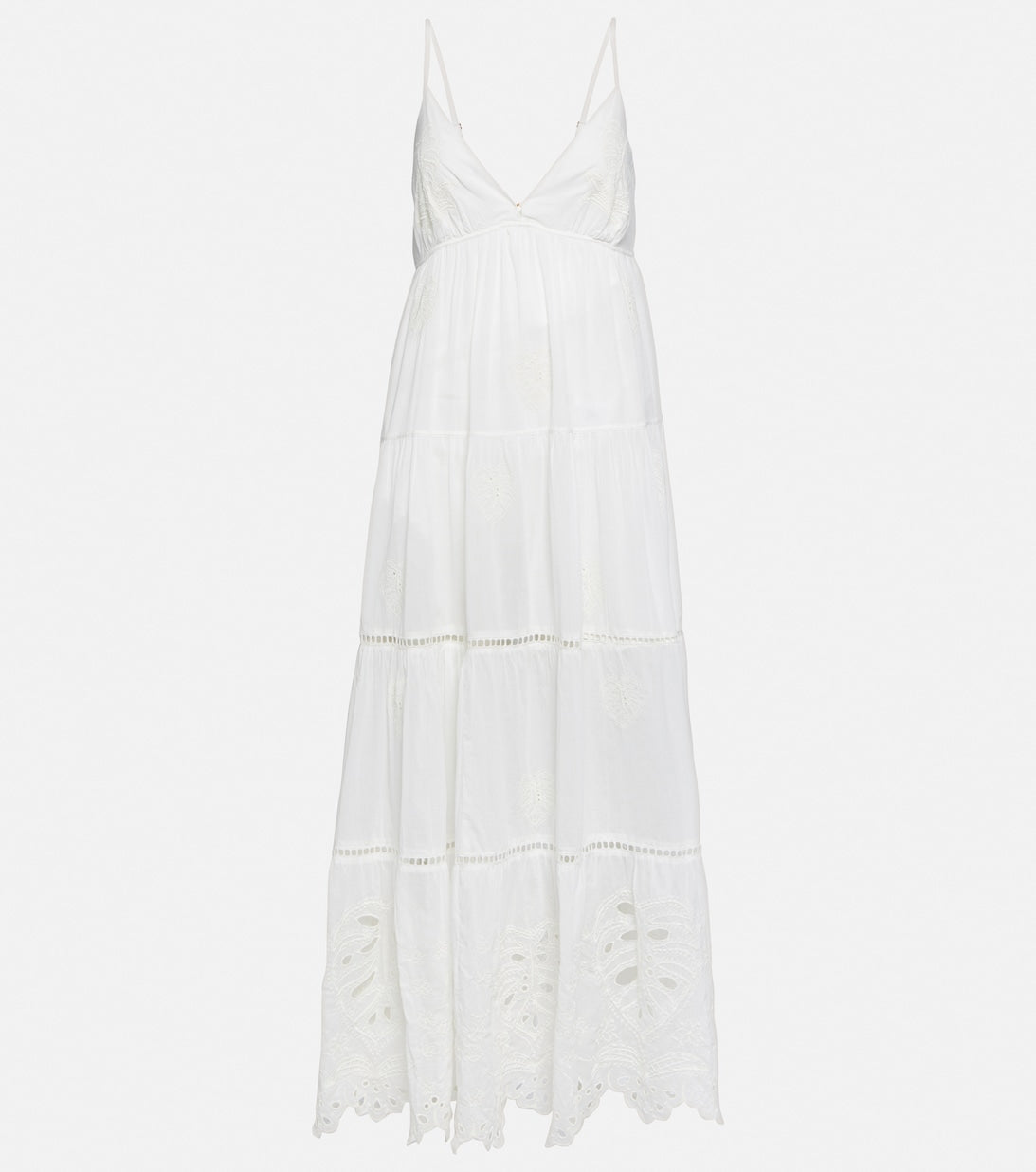 Michelle cotton maxi dress with VELVET embroidery, white