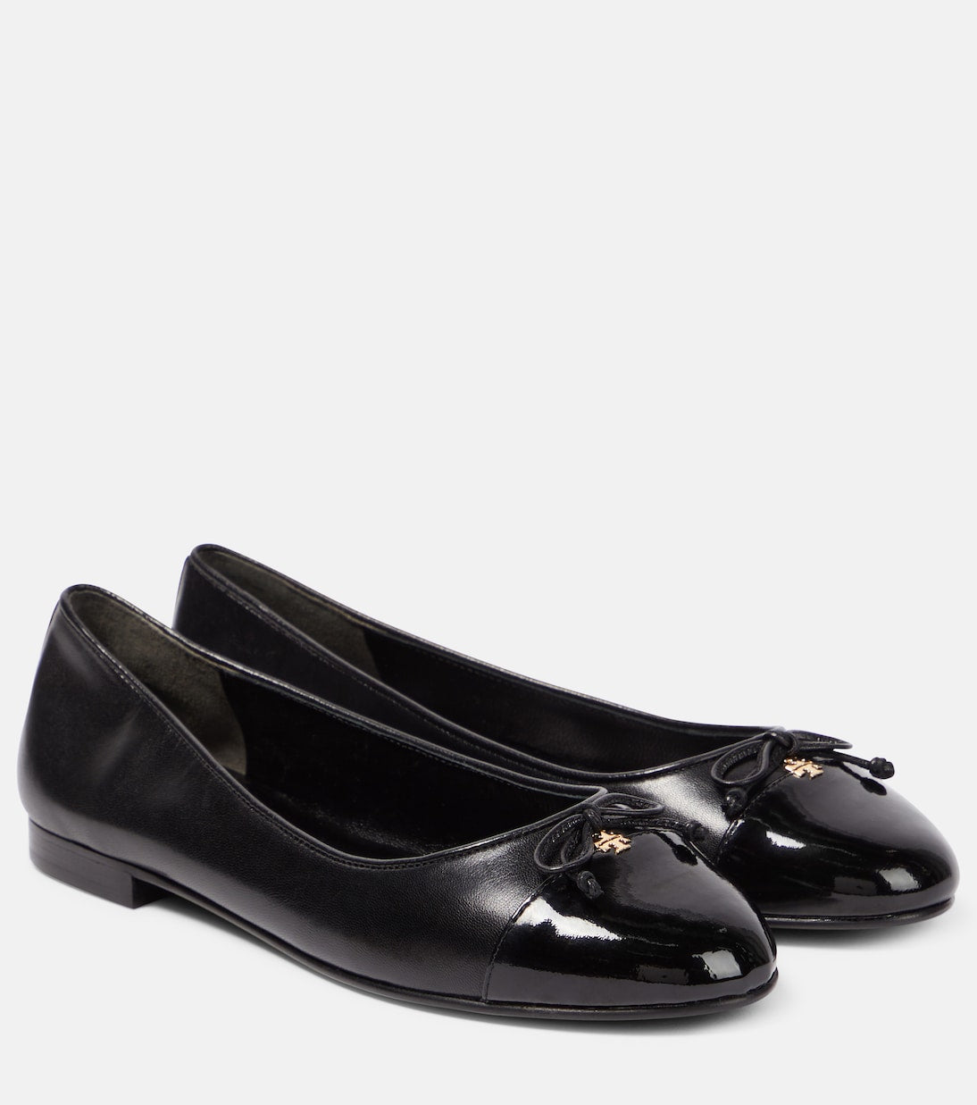 Tory Burch Leather Bow Flats, Black