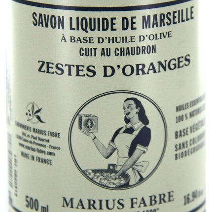 Liquid soap Savon De Marseille with orange zest 500 ml, Marius Fabre