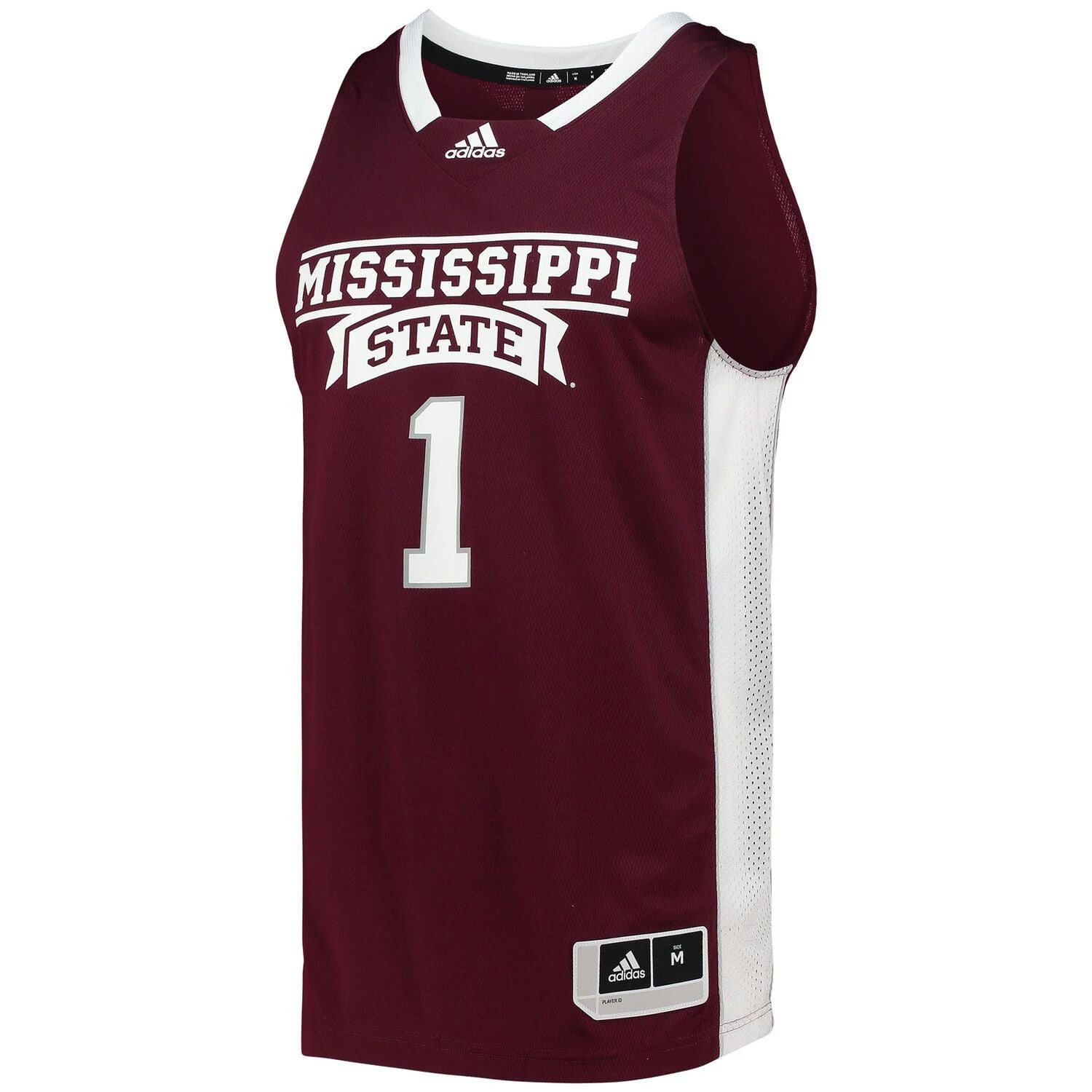 قميص كرة السلة Adidas Mississippi State Bulldogs للرجال رقم 1 Maroon Swingman