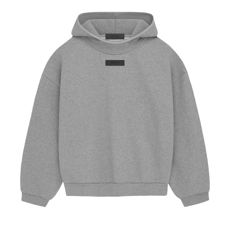 بلوفر Fear Of God Essentials من Fear of God Essentials بغطاء رأس "Dark Heather Oatmeal" باللون الرمادي