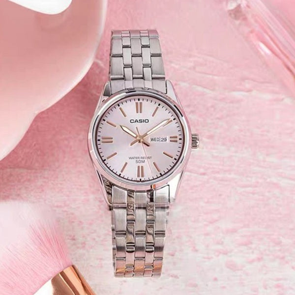 Watch CASIO Female DRESS Japan / South Korea Fashion Waterproof Pink Analog, pink