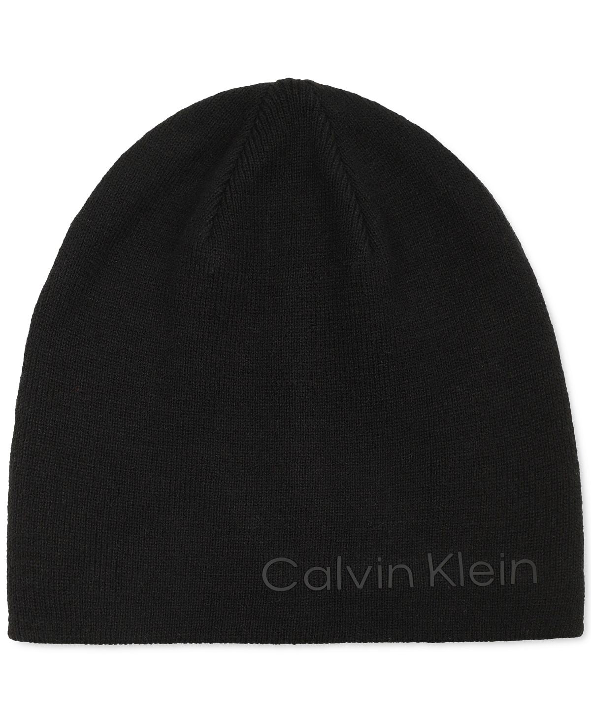 Calvin Klein Men's 2-in-1 Tweed Reversible Beanie with Logo