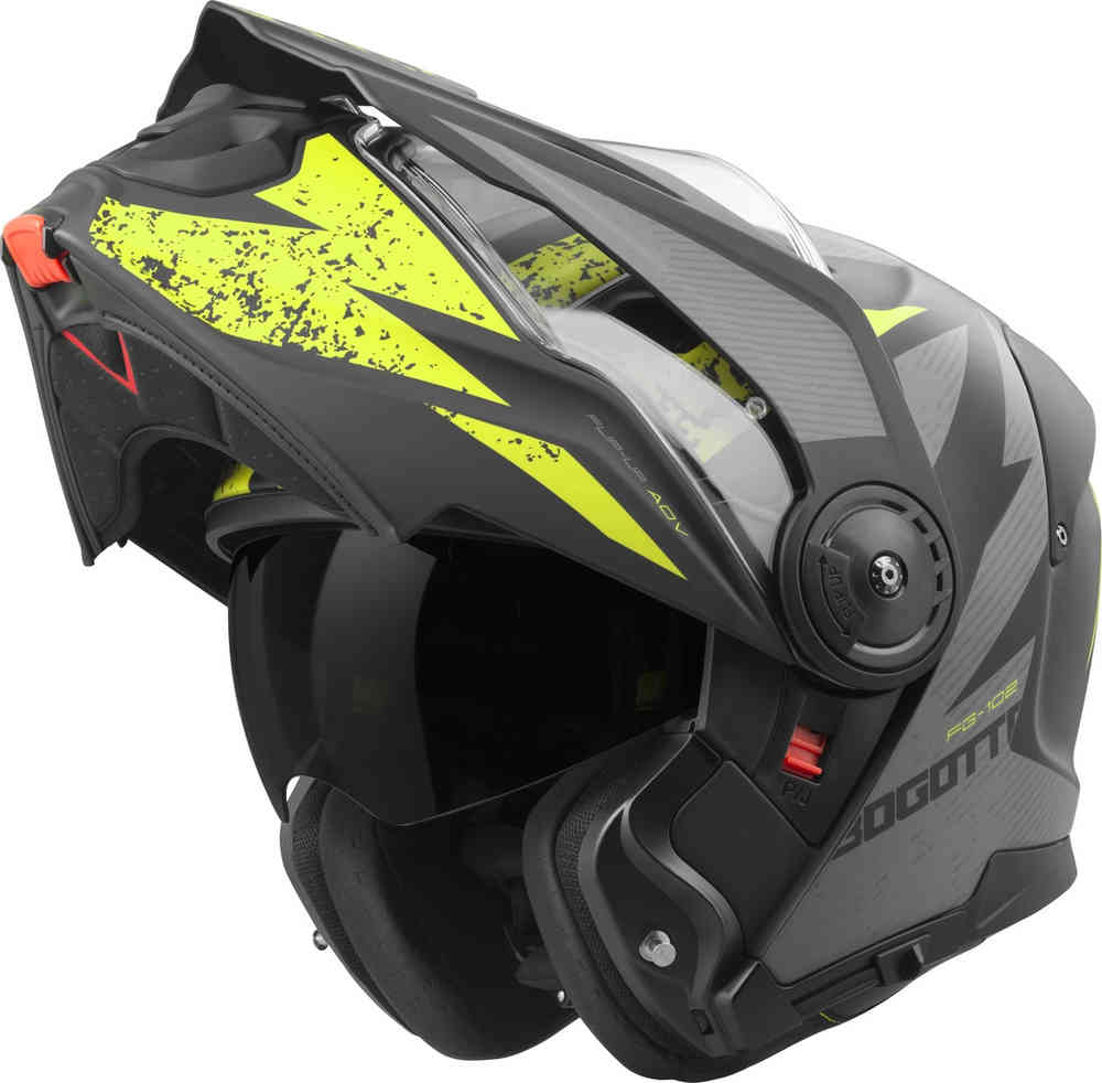 FG-102 Safari Fiberglass Enduro/Flip Up Helmet Bogotto matte black/gray/yellow