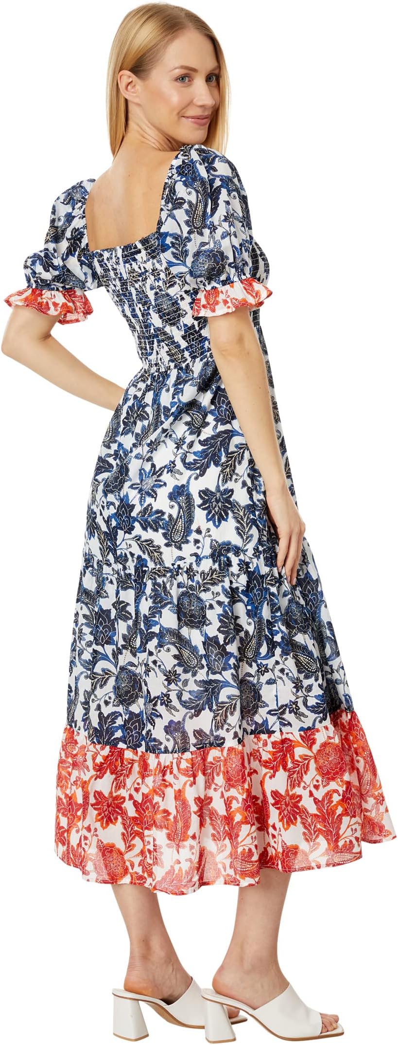 Tommy Hilfiger Floral Puff Sleeve Maxi Dress in Sky Captain/Multi