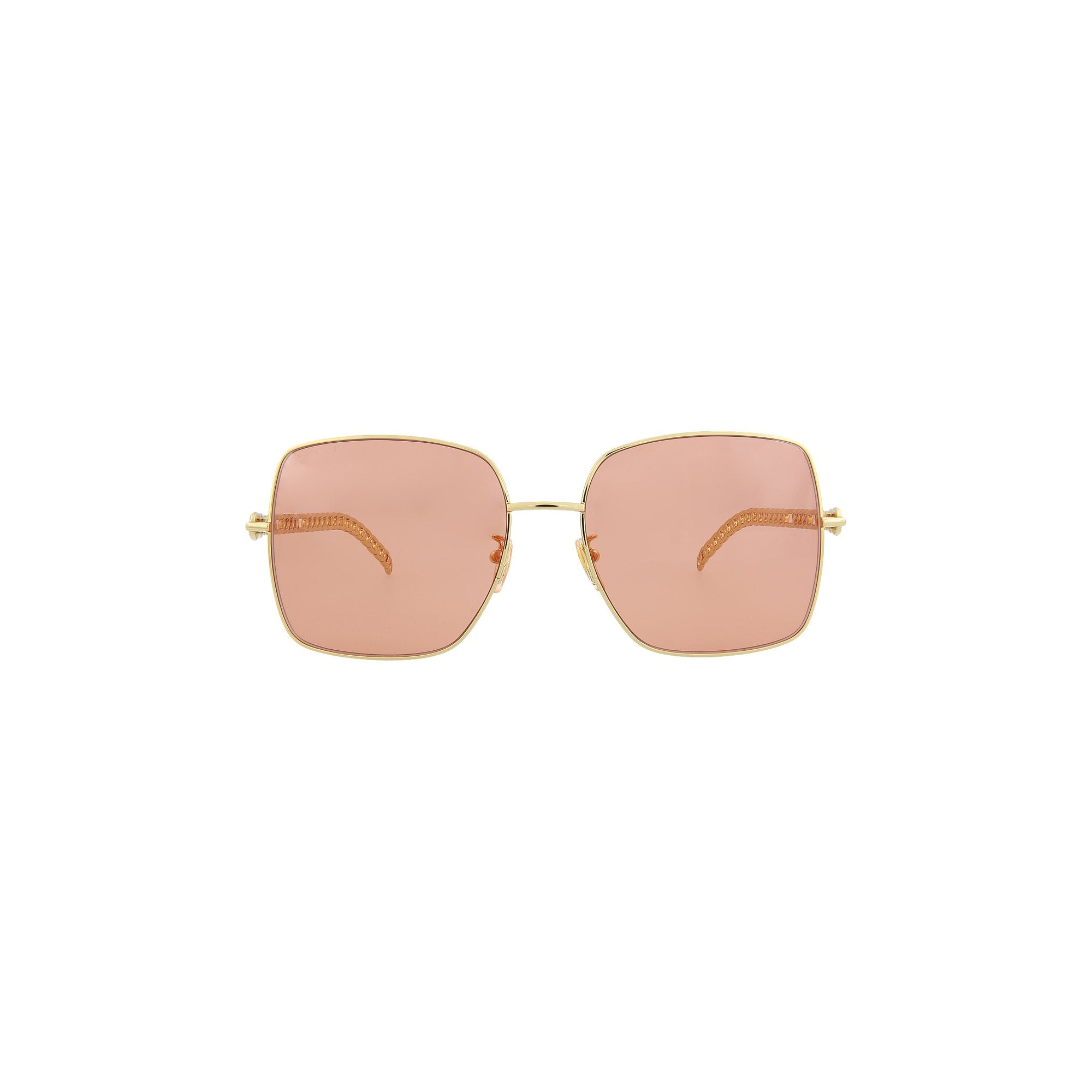 Gucci Square Sunglasses, Gold/Orange