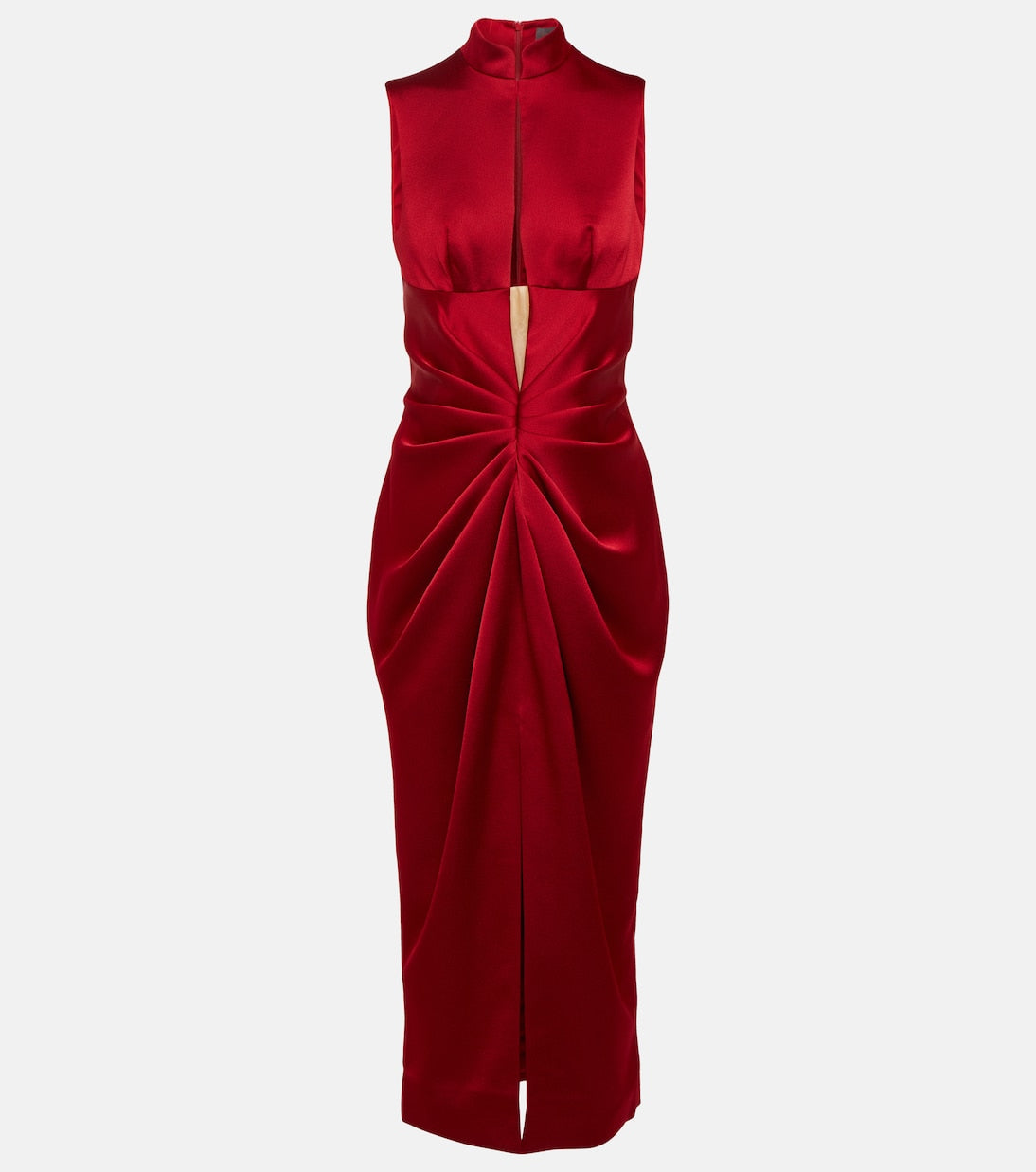 Rasario Cutout Draped Midi Dress, Red