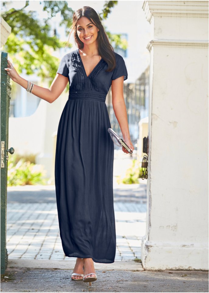 Summer maxi dress with Bodyflirt lace, blue