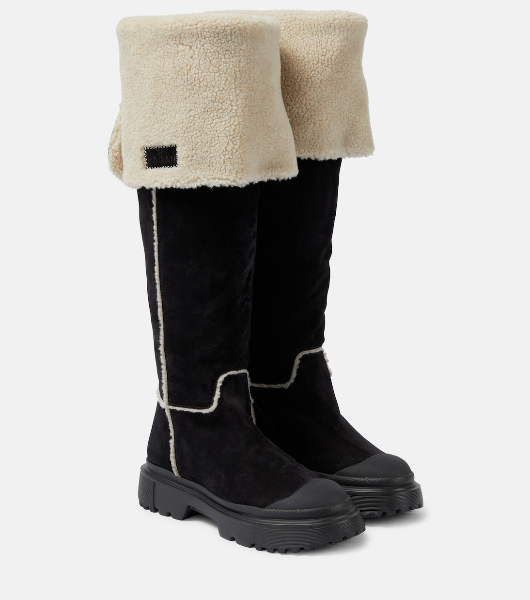 H619 Hogan suede knee-high boots, black