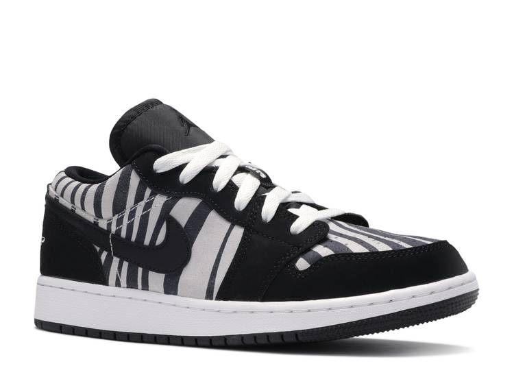 حذاء رياضي AIR JORDAN 1 LOW GS 'ZEBRA'، أسود