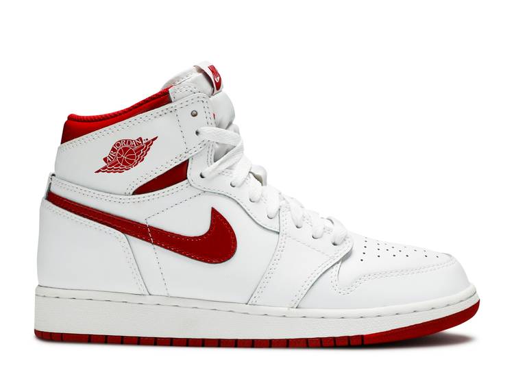 حذاء رياضي AIR JORDAN 1 RETRO HIGH OG GS 'METALLIC RED'، أبيض