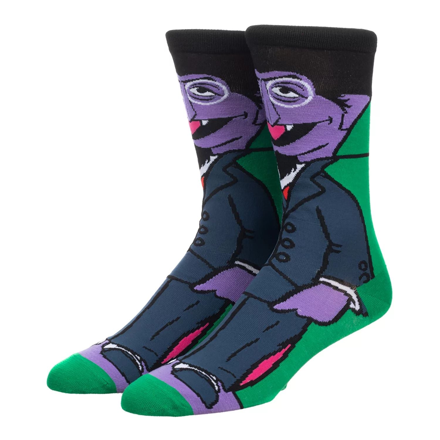 Men's Sesame Street Socks Count Von Count Crew Licensed Character