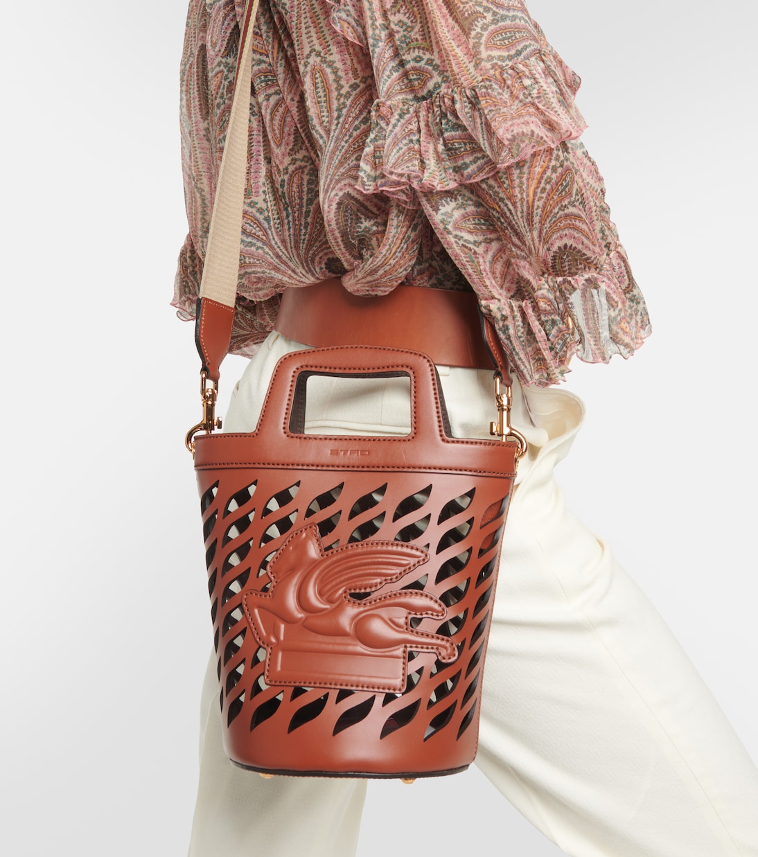 Coffa bucket bag in Etro leather, brown