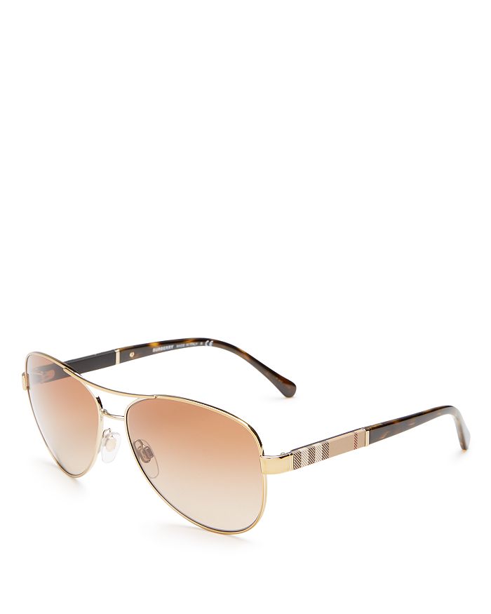 نظارة شمسية London Check Aviator مقاس 59 مم من Burberry