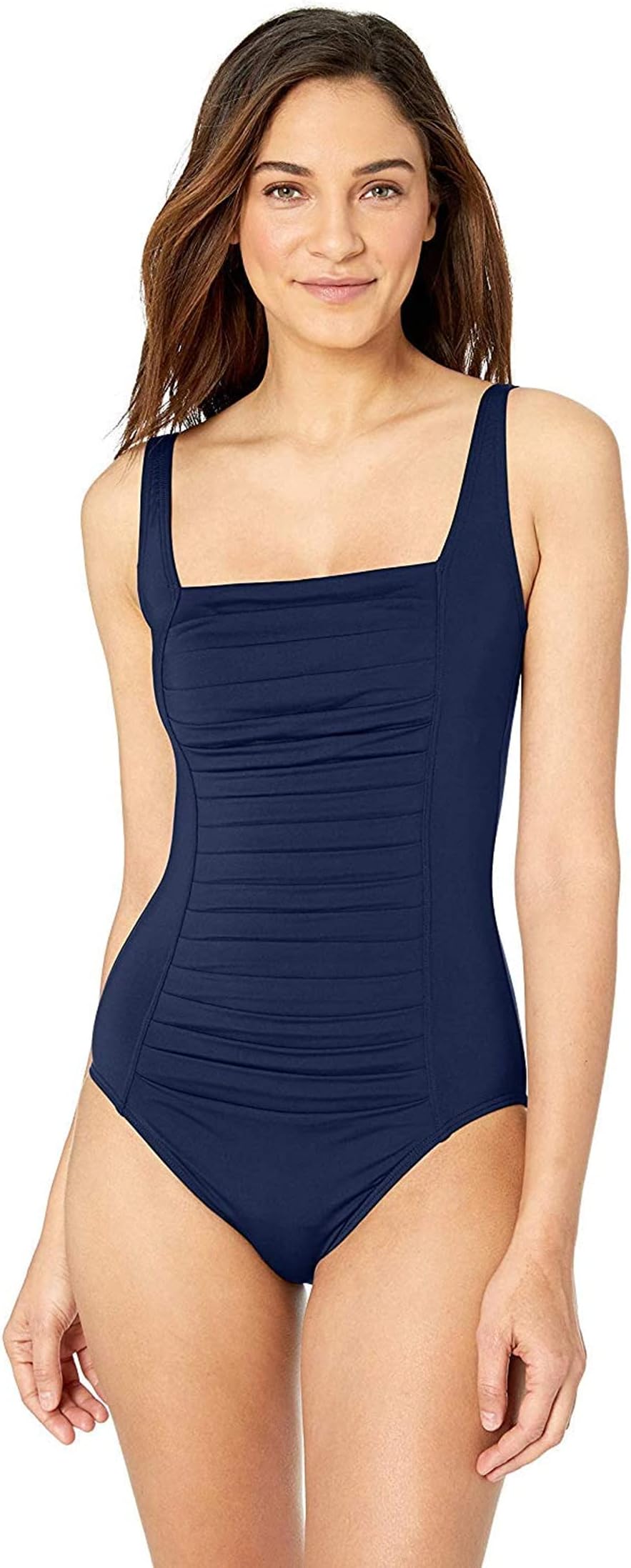 Calvin Klein Women's Pleated One-Piece Swimsuit - New Navy