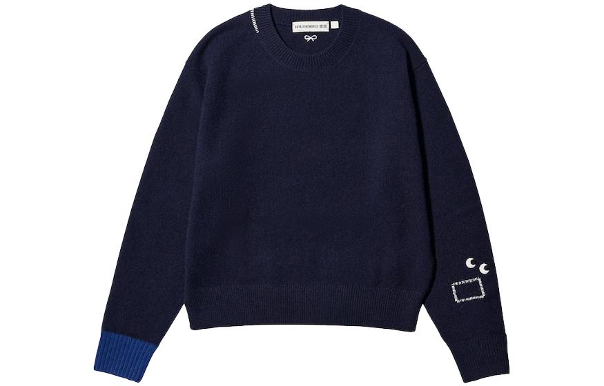 Anya Hindmarch X Anya Hindmarch Co-Branded Sweater, Women's, Navy Blue Uniqlo