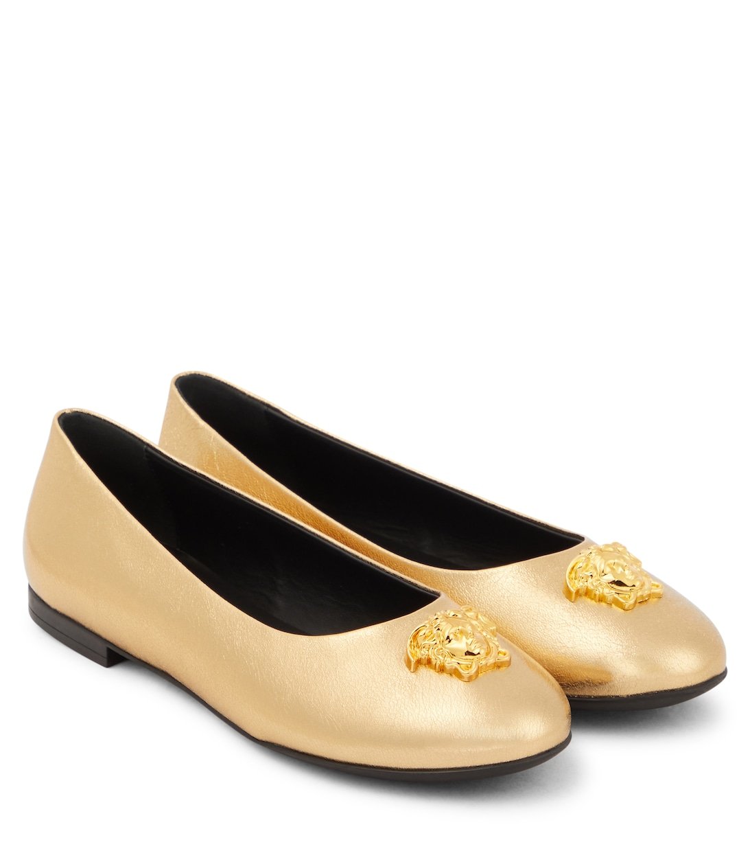 La Medusa Versace leather ballerinas, gold