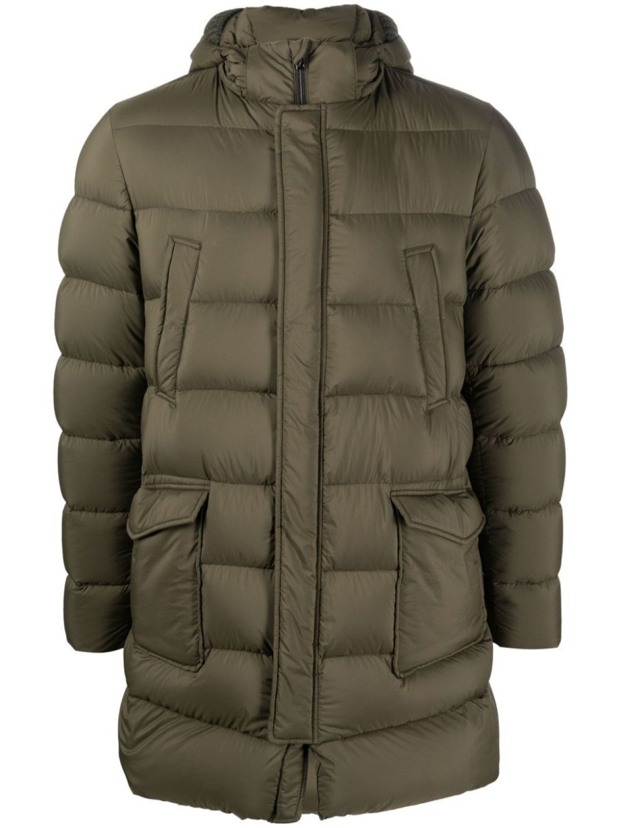 Herno down jacket with hood, green