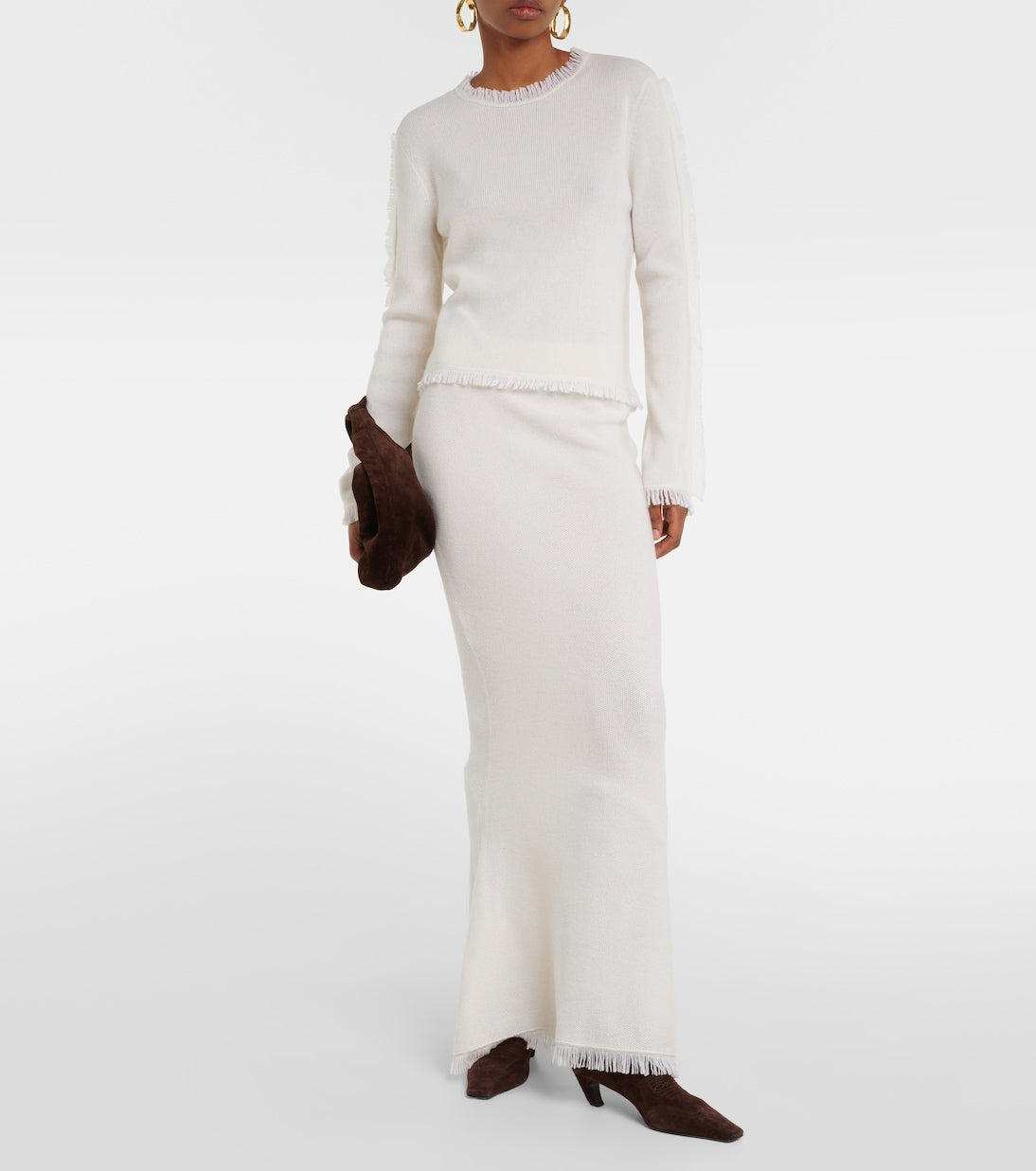 Knit cashmere maxi skirt sofia Lisa Yang, white