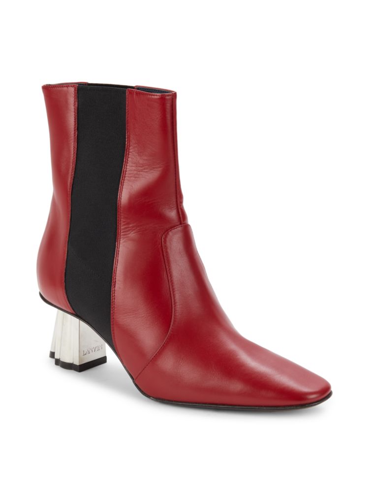 Lanvin leather ankle boots with clear heel, red