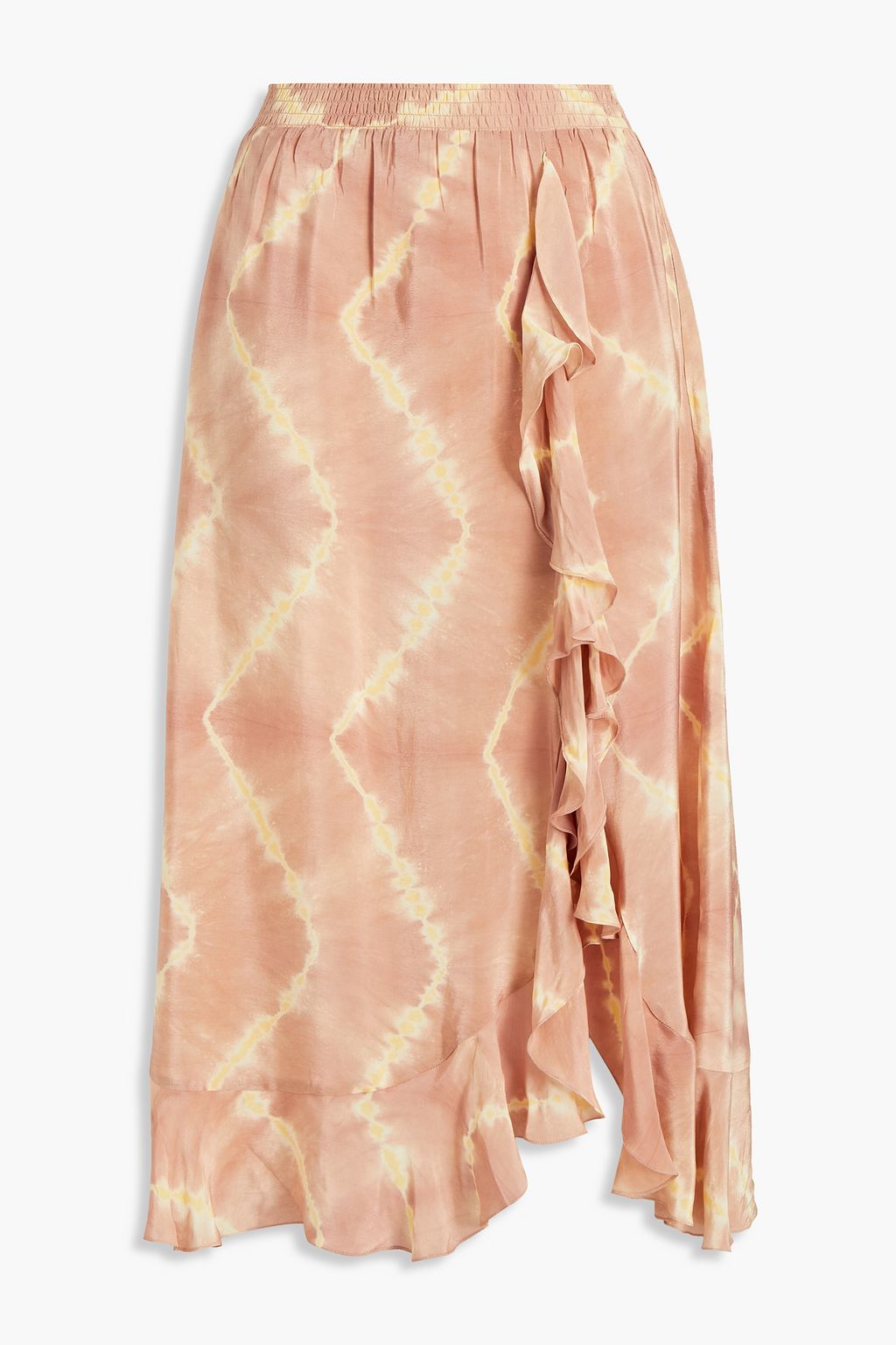 Tie-dye midi skirt in crepe de Chine with ruffles MAJE, neutral