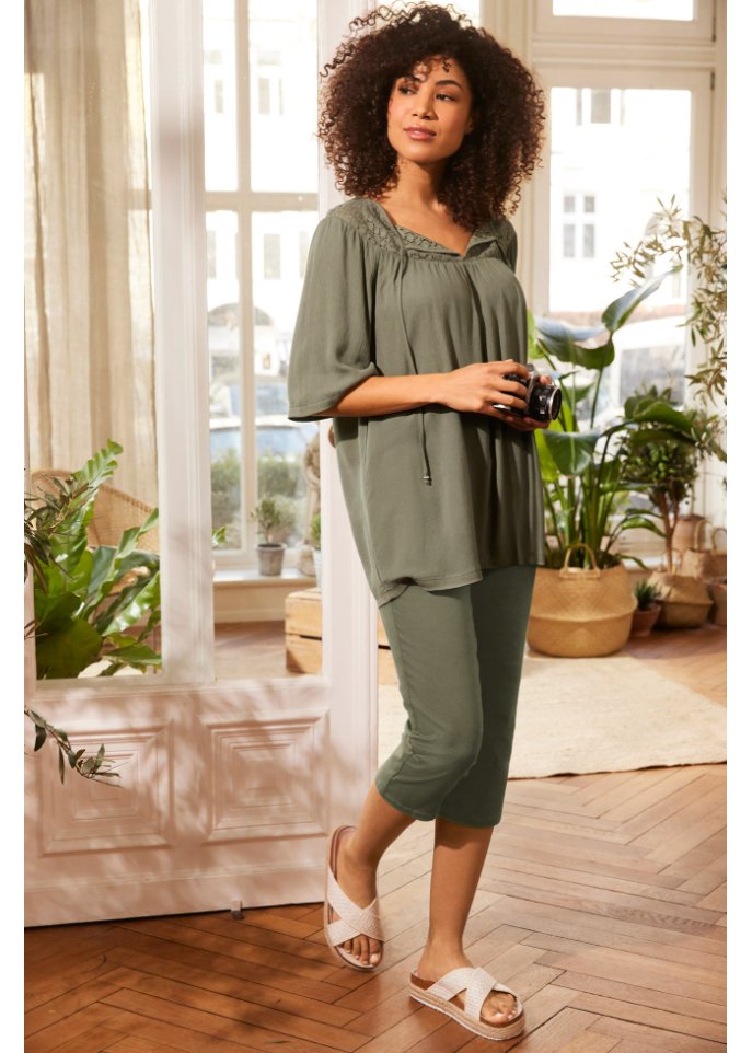 Long tunic from half sleeve header Bpc Bonprix Collection, green