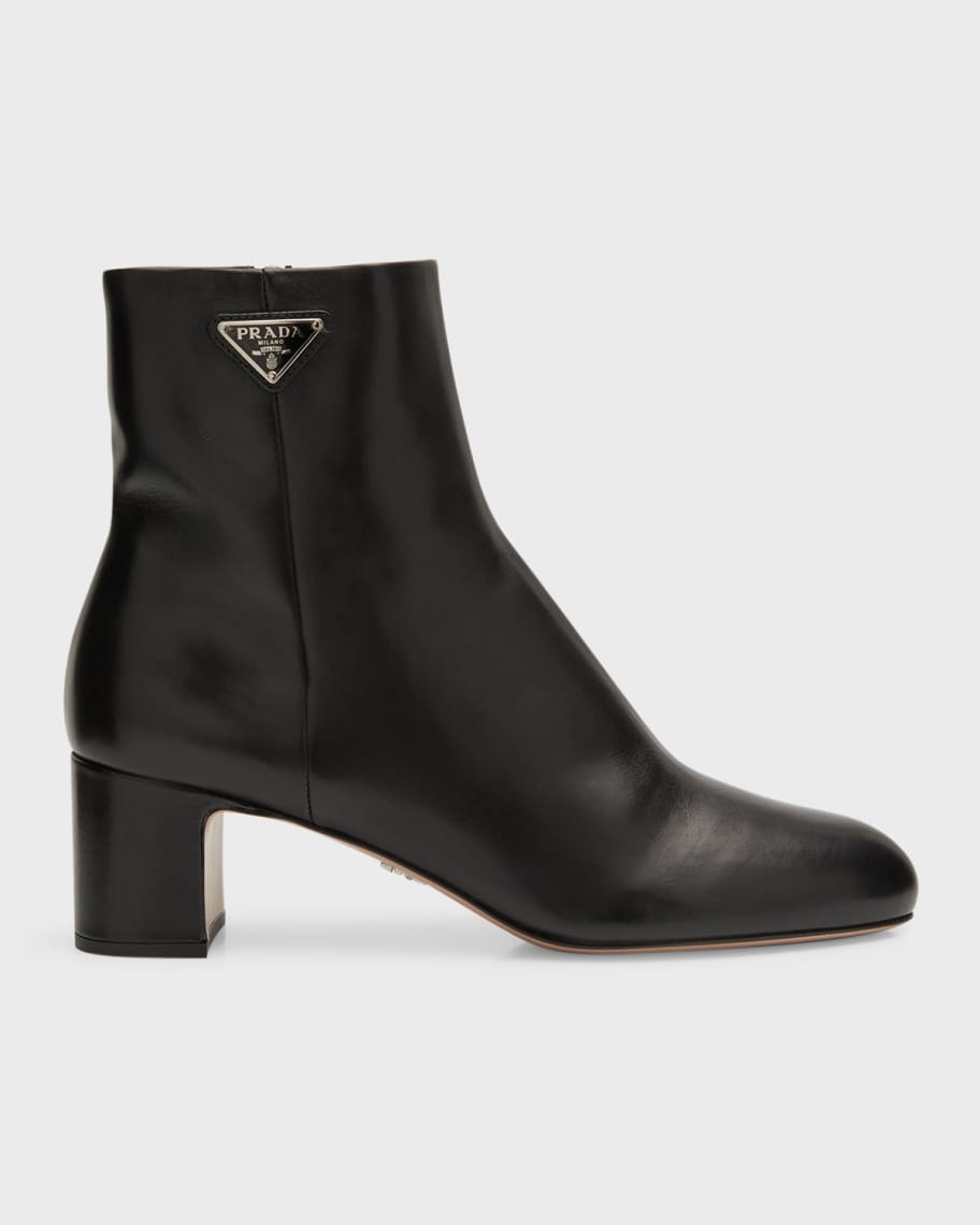 Prada Leather Zip Ankle Boots