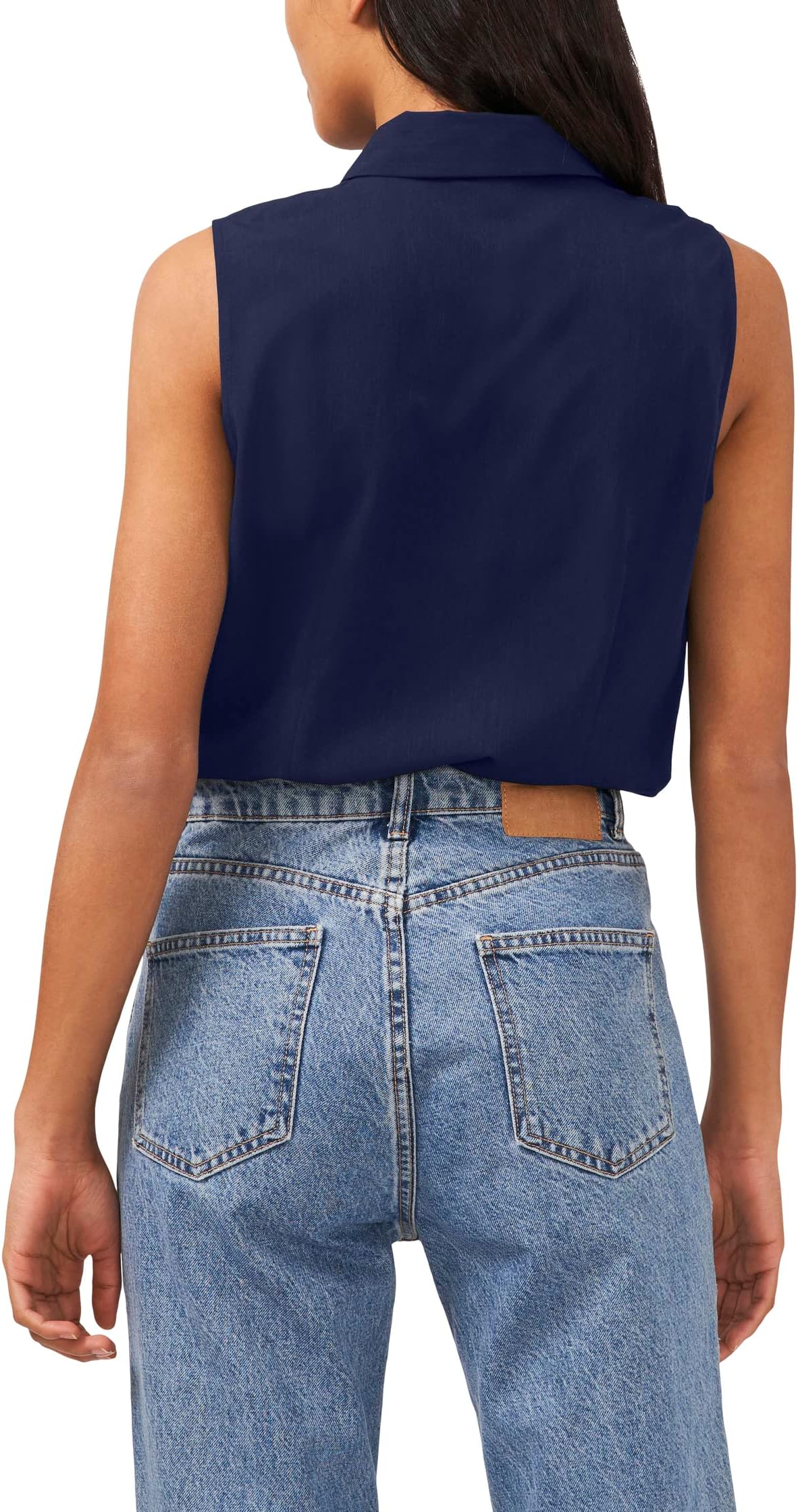 Sleeveless blouse with bow CeCe, Classic Navy